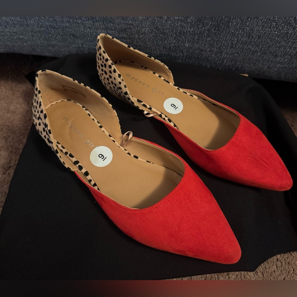 Madden Girl Red and Leopard Women's Flats